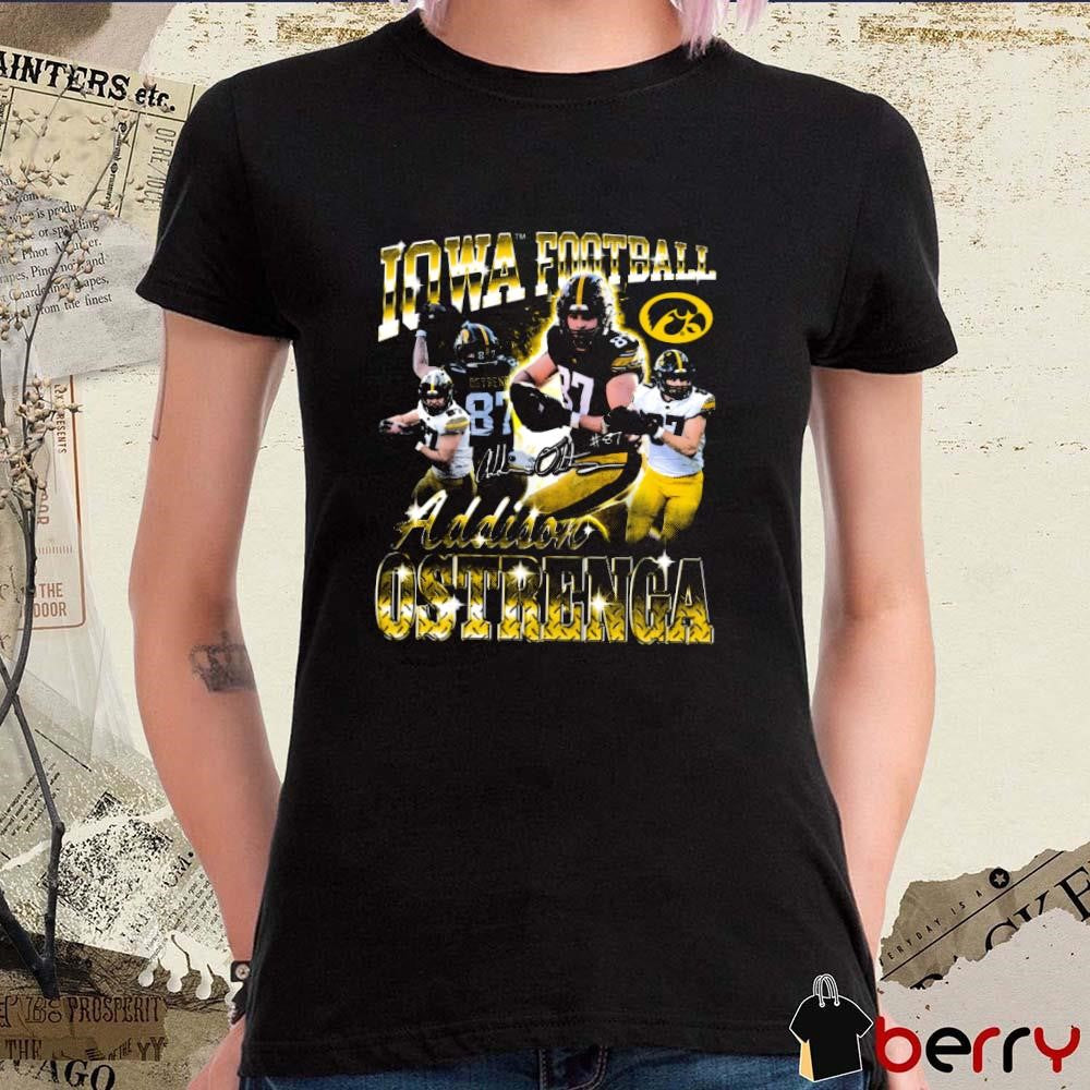Addison Ostrenga Iowa Hawkeyes 90s Retro Signature Graphic t-shirt