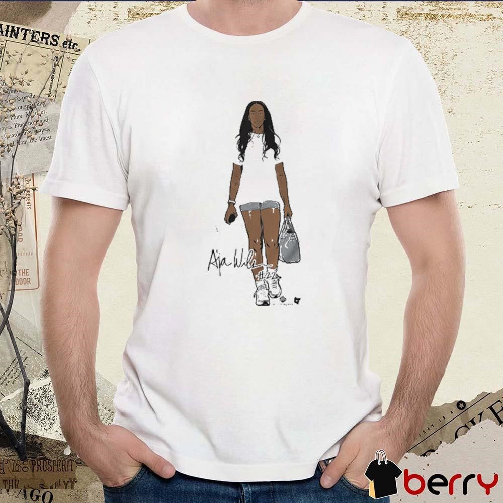 A’ja Wilson White Las Vegas Aces WNBA Signature t-shirt