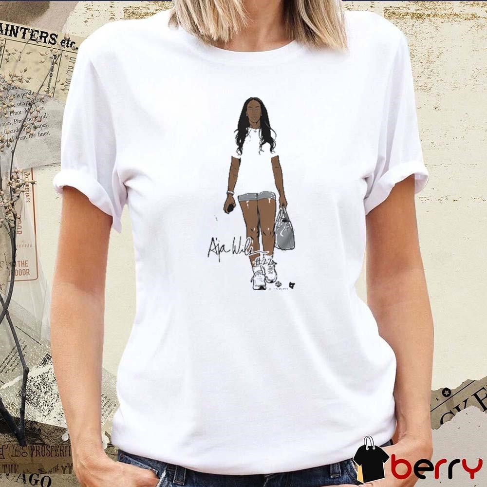 A’ja Wilson White Las Vegas Aces WNBA Signature t-shirt