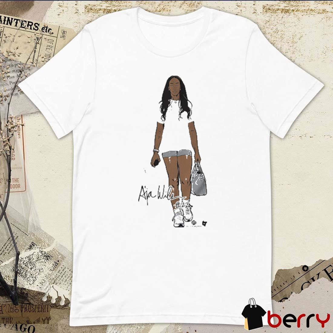 A’ja Wilson White Las Vegas Aces WNBA Signature t-shirt