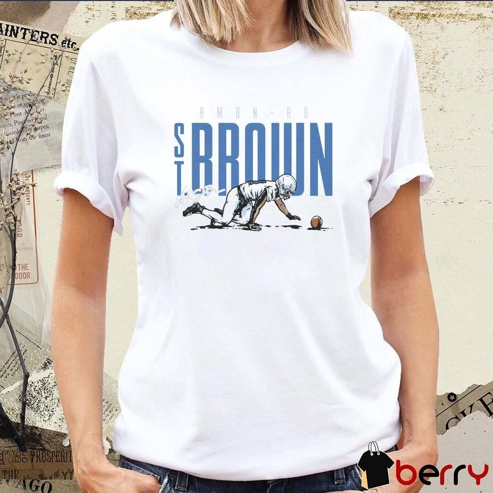 Amon-Ra St. Brown Detroit Lions Crawling Celebration Signature t-shirt