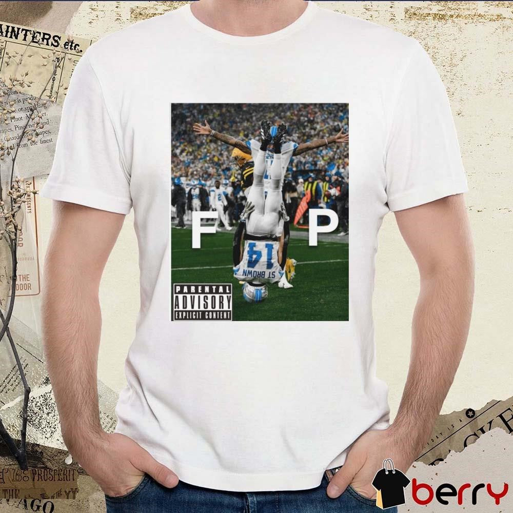 Amon-Ra St. Brown with the headstand celly FP Parental Advisory Explicit Content t-shirt