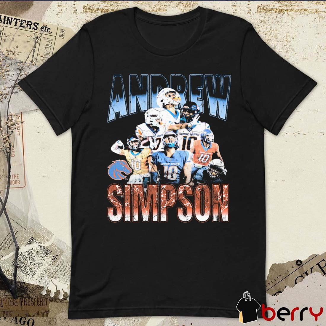 Andrew Simpson Boise State Broncos 90s Throwback Graphic t-shirt
