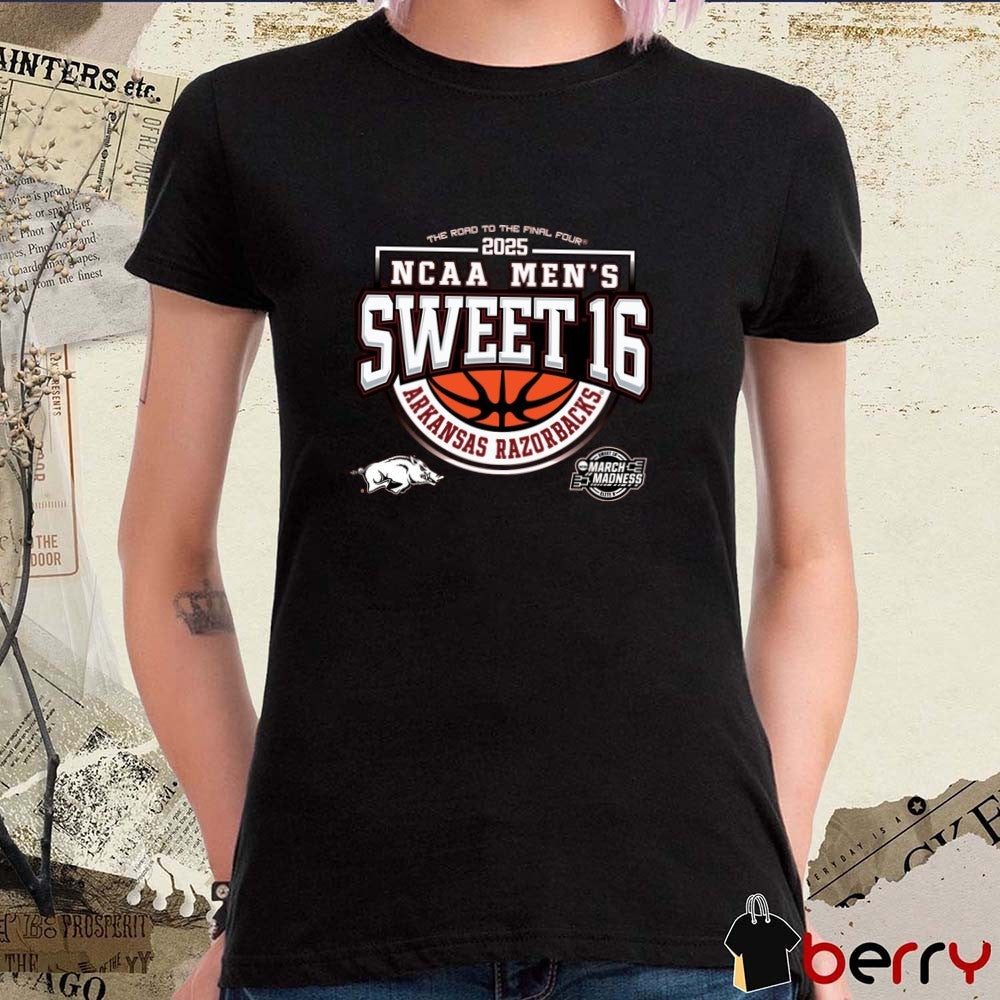 Arkansas Razorback Basketball The Road To The Final Four NCAA Tournament Men’s Sweet 16 March Madness 2025 Graphic t-shirt