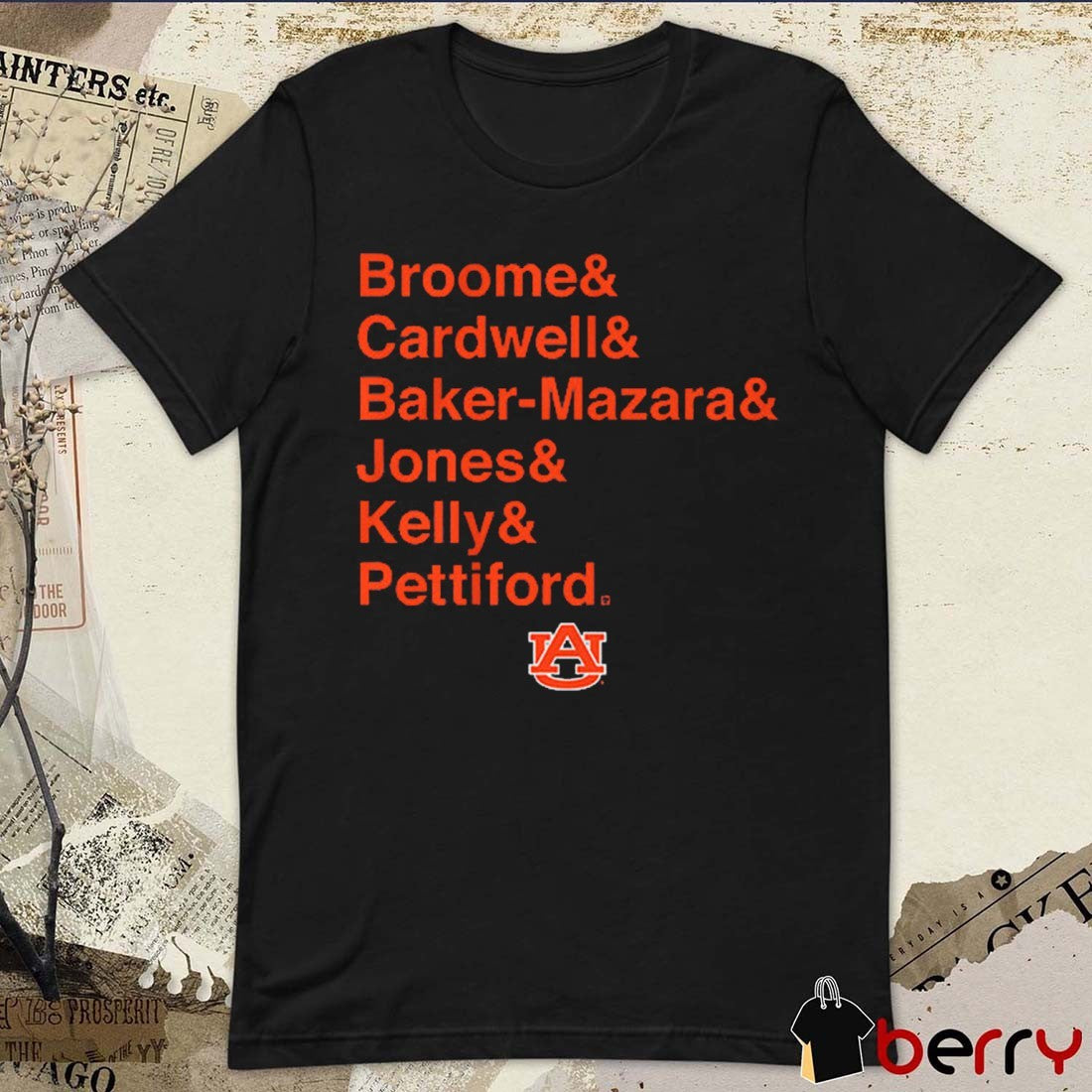 Auburn Tigers Basketball 2025 Broome Cardwell and Baker-Mazara and Jones and Kelly and Pettiford t-shirt