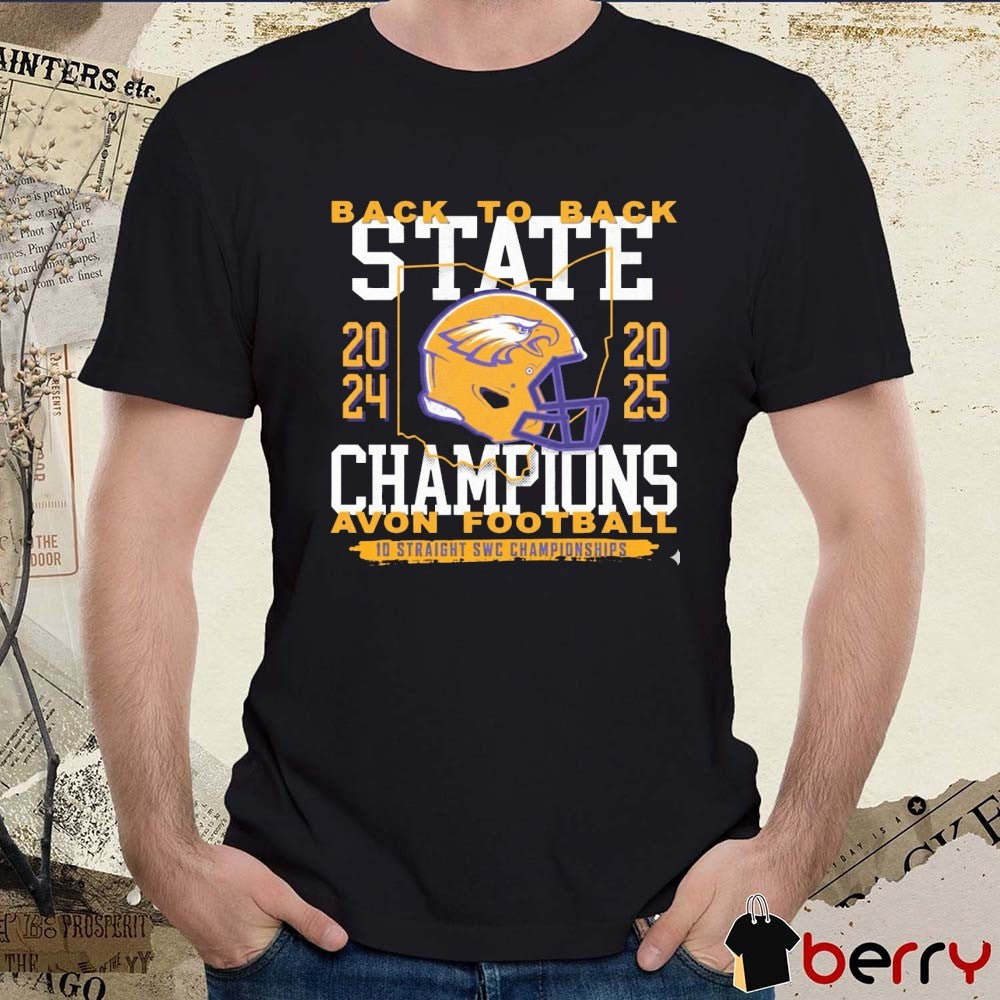 Back To Back State Champions Avon Football 10 Straight SWC Championships 2024-2025 Helmet t-shirt