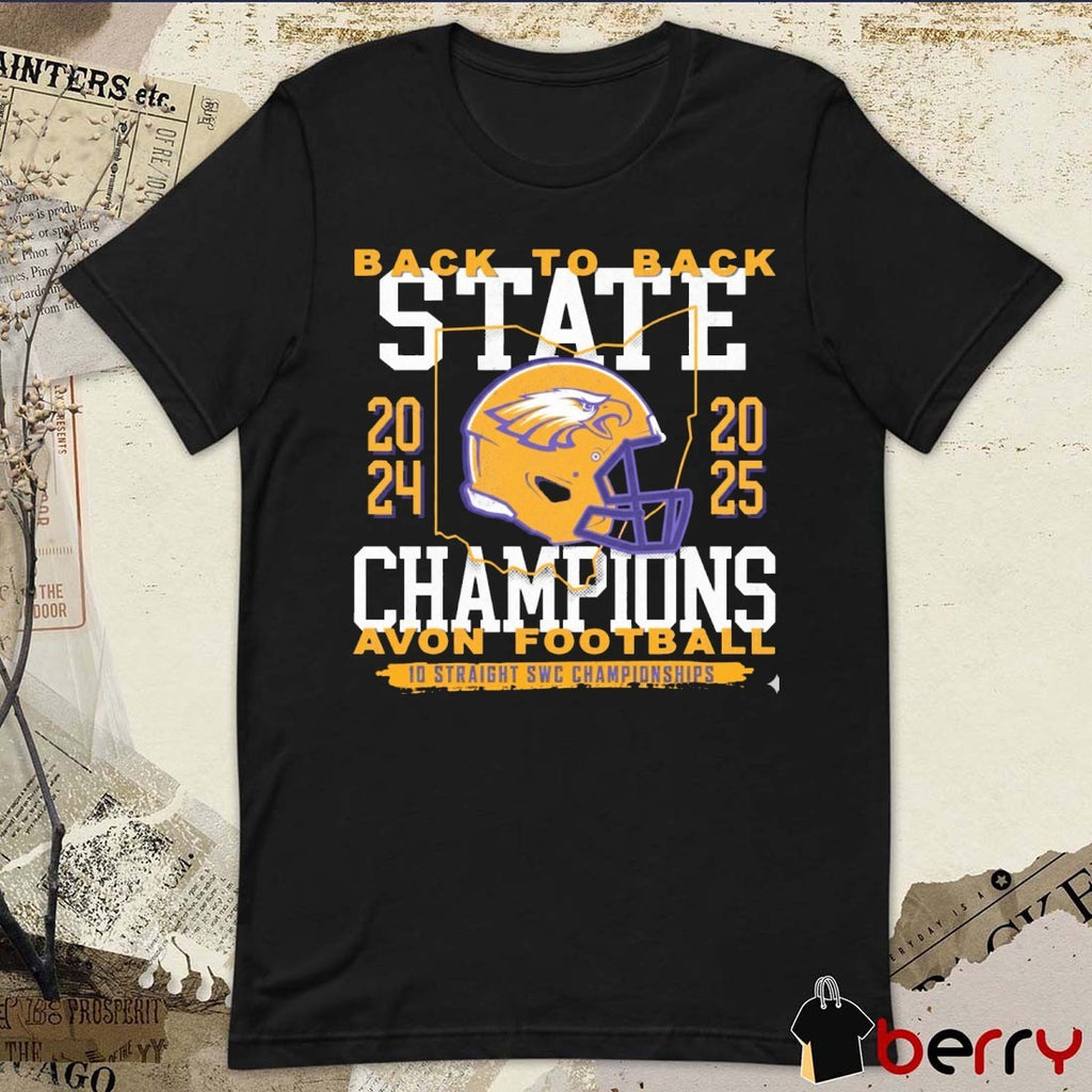 Back To Back State Champions Avon Football 10 Straight SWC Championships 2024-2025 Helmet t-shirt