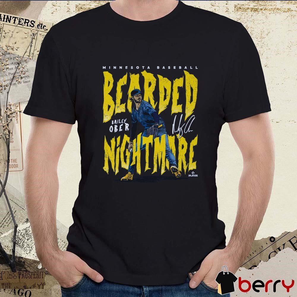 Bailey Ober Minnesota Baseball Bearded Nightmare Signature t-shirt