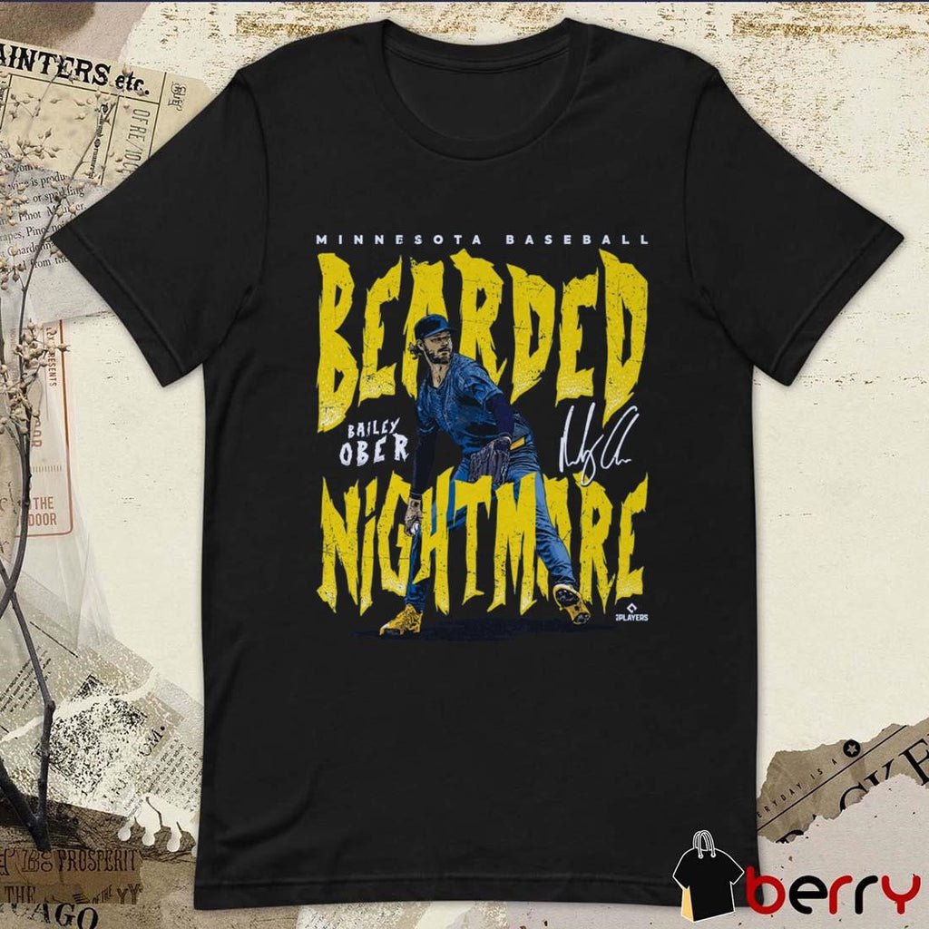 Bailey Ober Minnesota Baseball Bearded Nightmare Signature t-shirt
