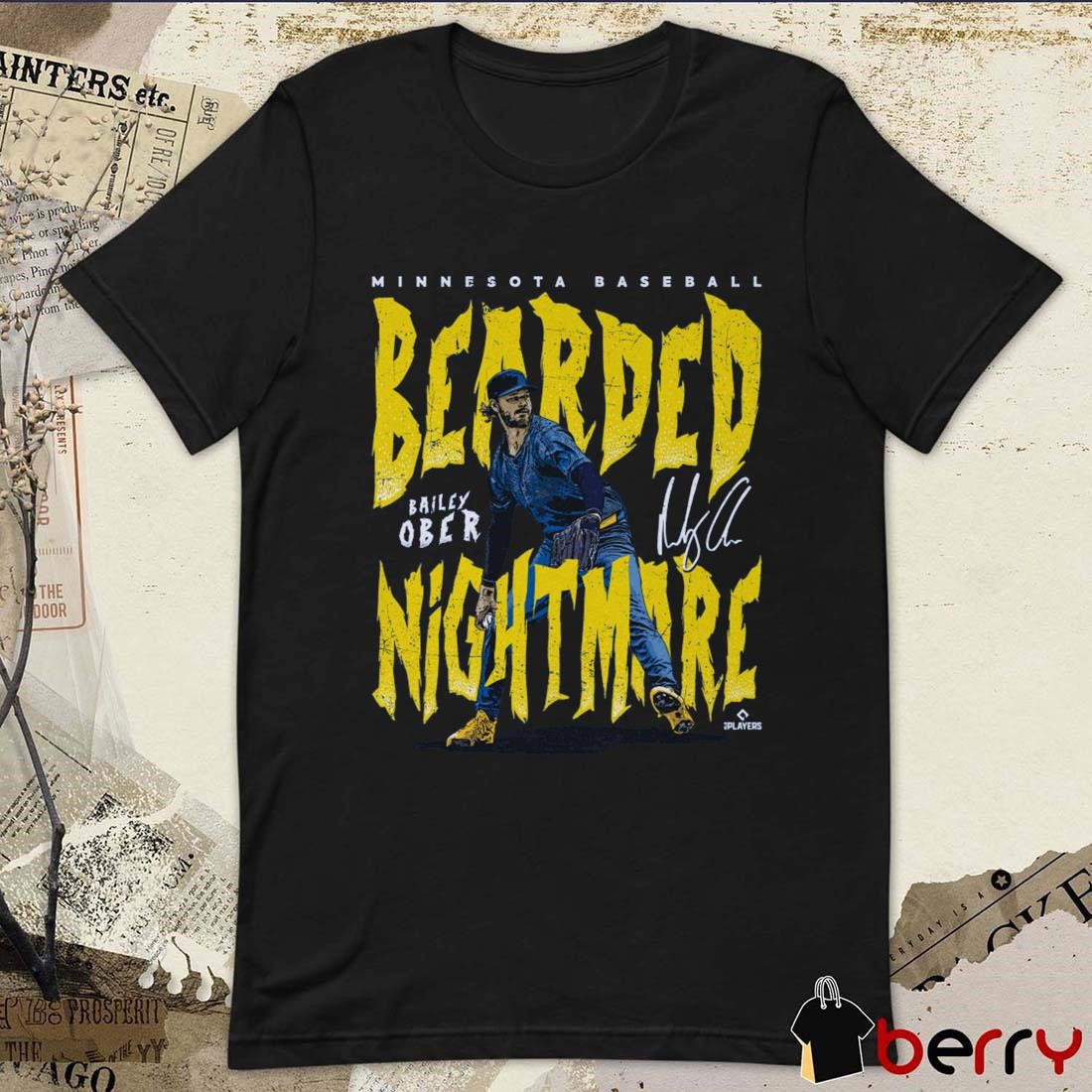 Bailey Ober Minnesota Baseball Bearded Nightmare Signature t-shirt