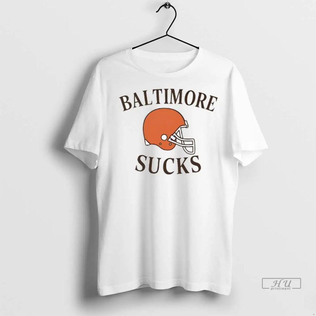 Official Baltimore Cleveland Sucks Helmet Ladies T Shirt