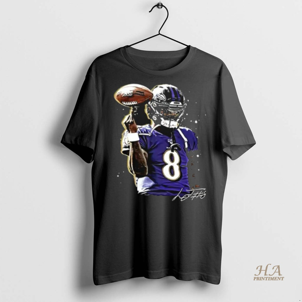 Official Baltimore Ravens Lamar Jackson Portrait Signature Graphic Shirt