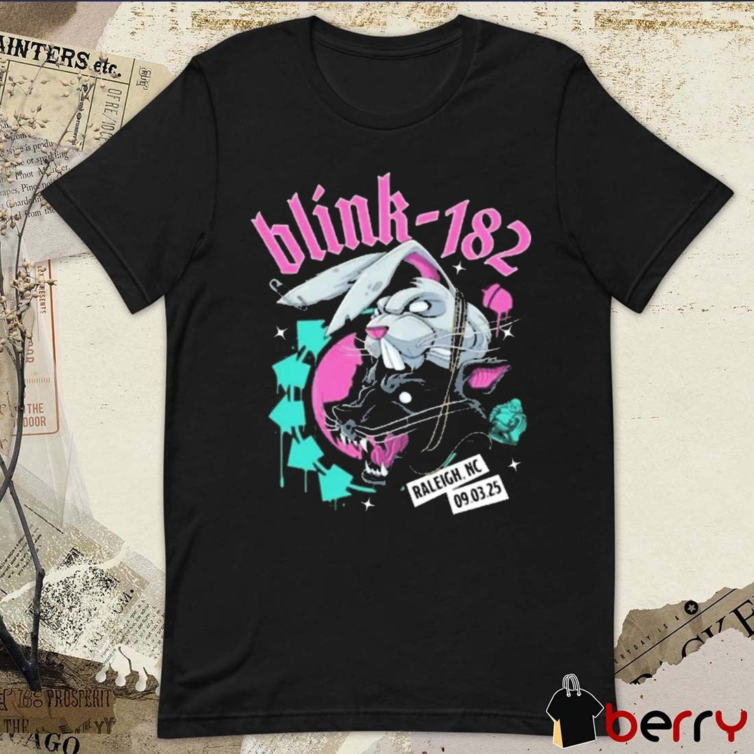 Blink 182 Raleigh NC Missionary Impossible Tour September 03 2025 Painting t-shirt