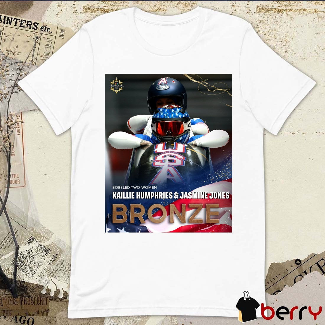 Bobsled Two-Women Kaillie Humphries And Jasmine Jones Bronze Milan Cortina 2026 Poster t-shirt