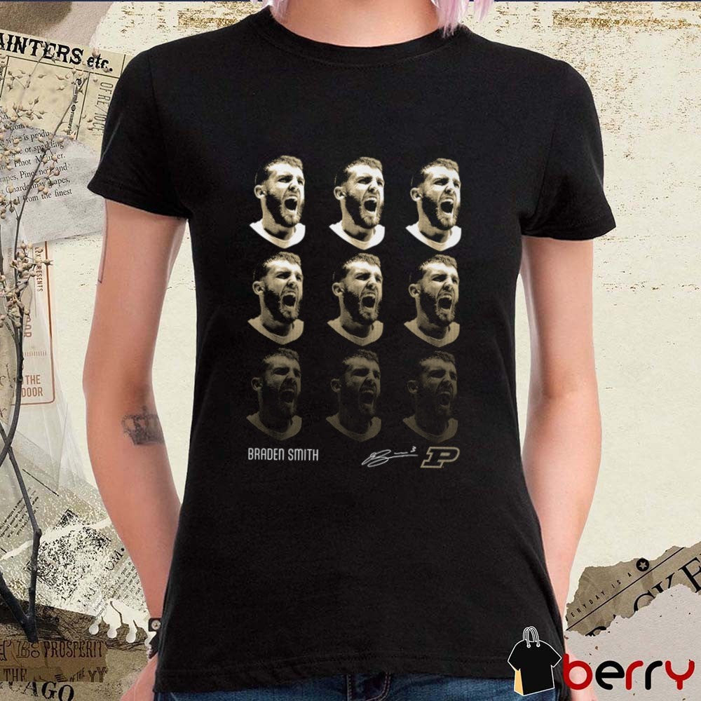 Braden Smith Patterned Head Purdue Boilermakers Big Ten Conference Signature Graphic t-shirt