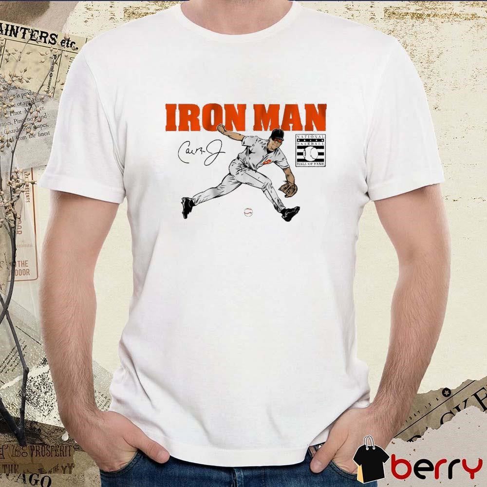Cal Ripken Jr Iron Man Baltimore Orioles National Baseball Hall Of Fame Cartoon Signature t-shirt
