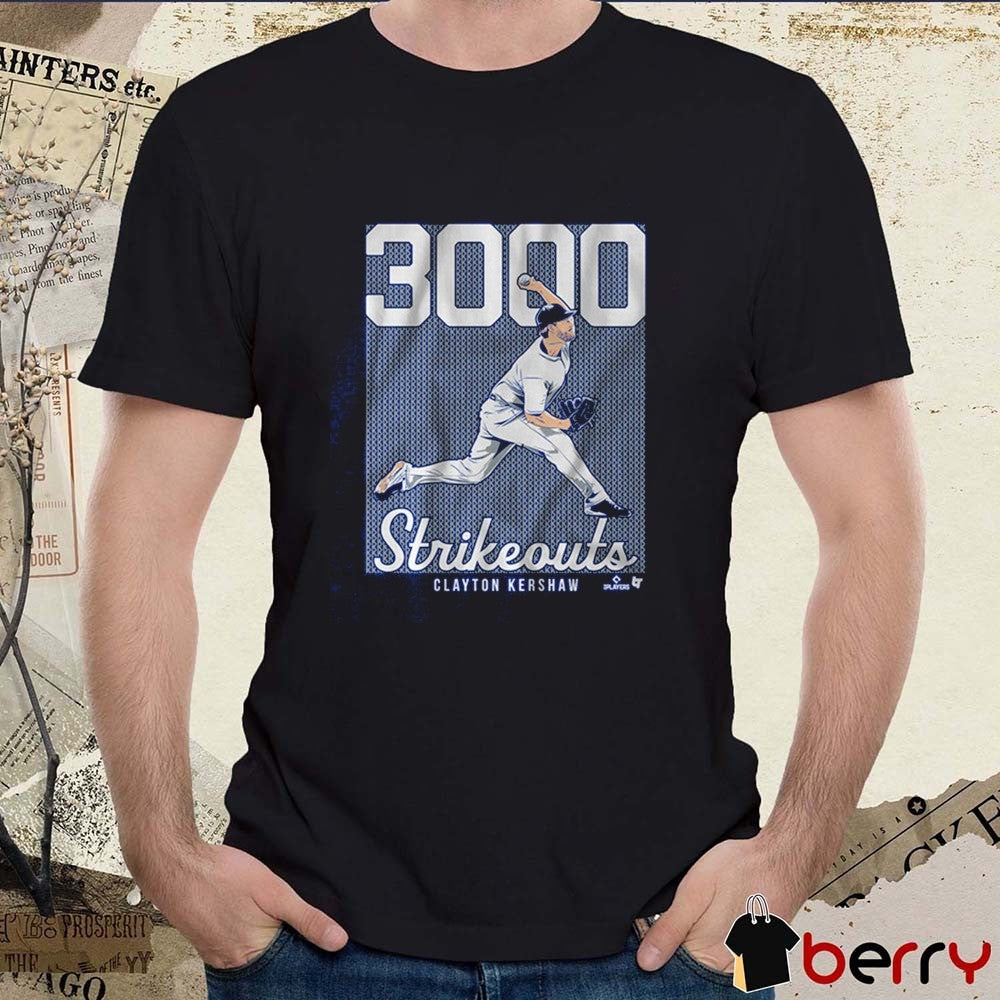 Clayton Kershaw 3,000 Strikeouts Los Angeles Dodgers MLB 2025 Graphic t-shirt