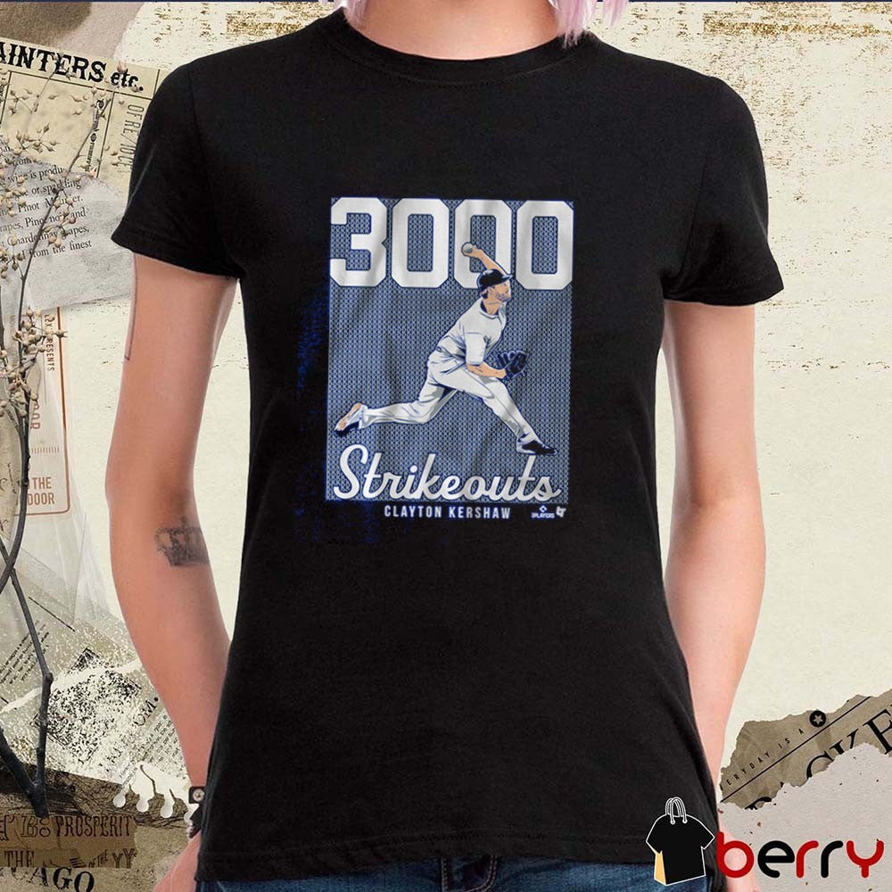 Clayton Kershaw 3,000 Strikeouts Los Angeles Dodgers MLB 2025 Graphic t-shirt