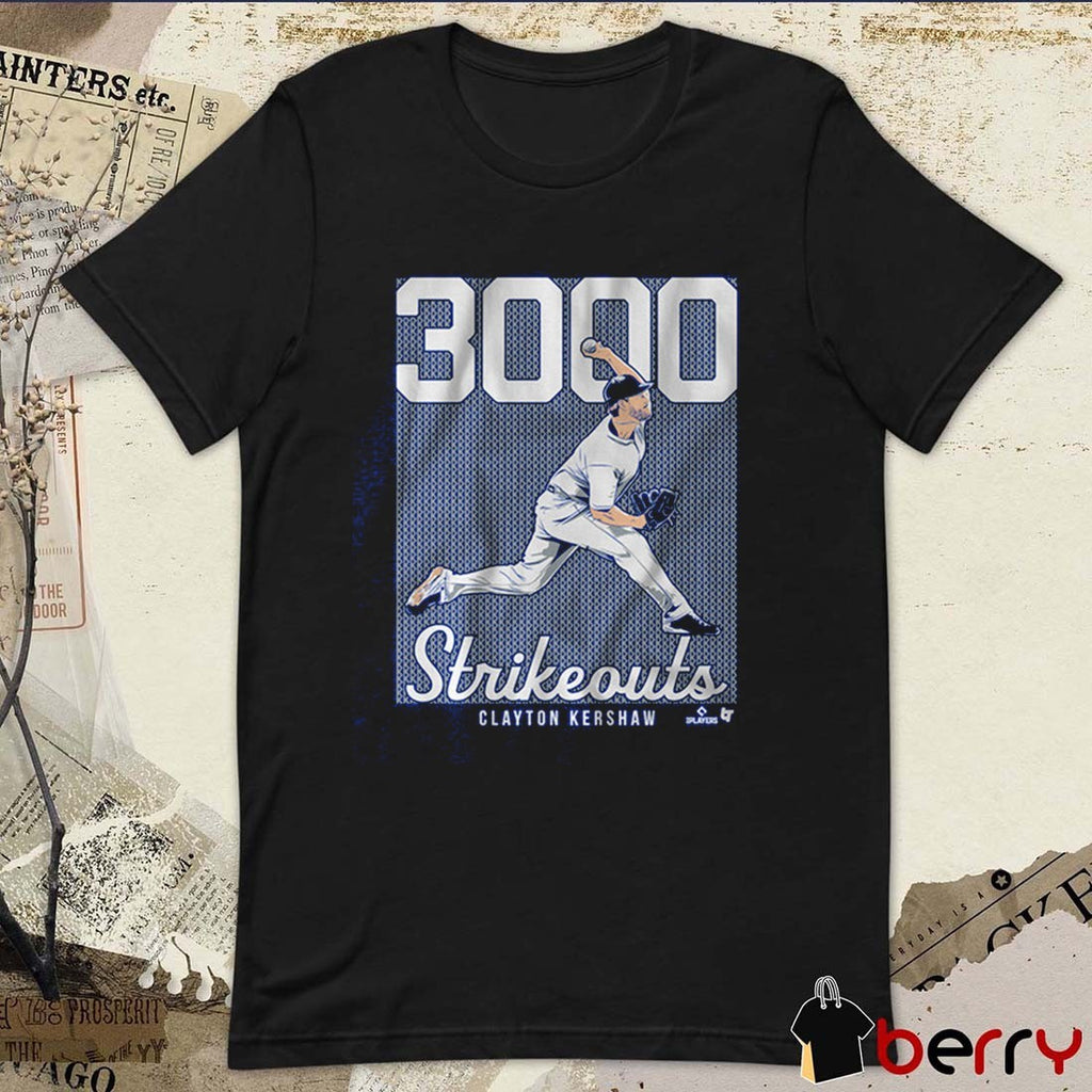 Clayton Kershaw 3,000 Strikeouts Los Angeles Dodgers MLB 2025 Graphic t-shirt