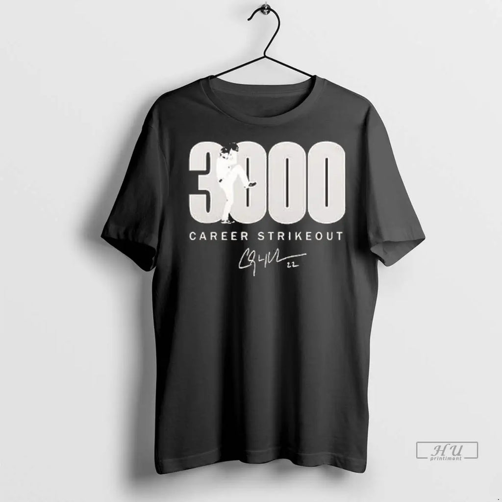 Official Clayton Kershaw 3000 Career Strikeout Signature 2 Sided T Shirt