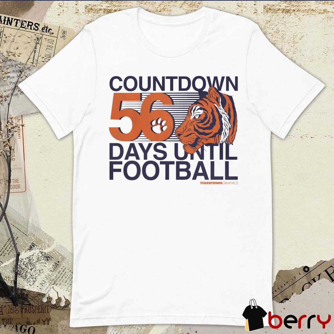 Clemson Tigers Countdown 56 Days Until Football Tigertown Graphics t-shirt