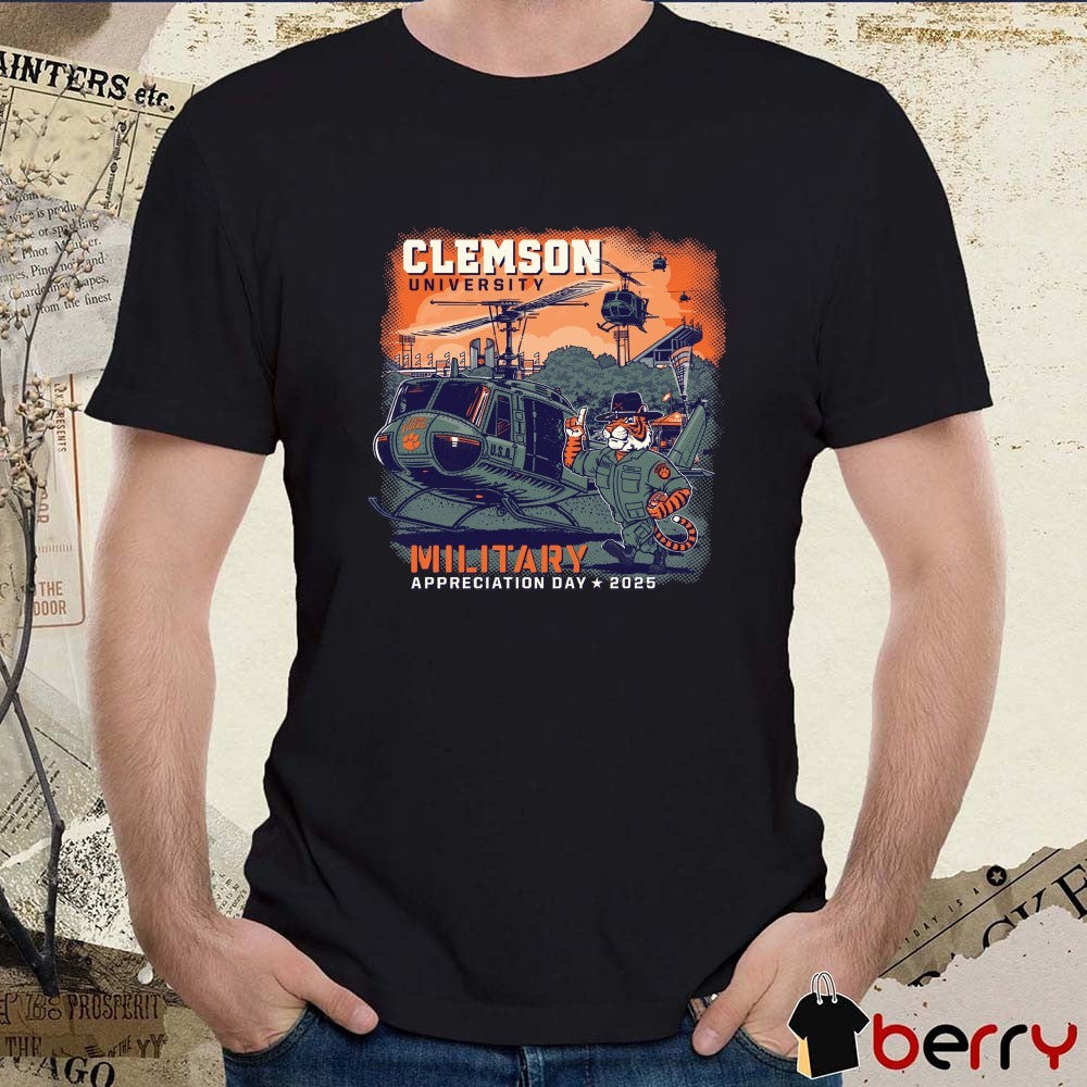 Clemson Tigers University Military Appreciation Day 2025 Helicopter Painting t-shirt