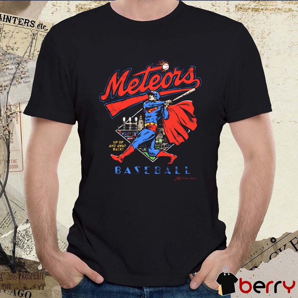 Cleveland Guardians Meteors Baseball Up Up And Away Back Superman Graphic t-shirt