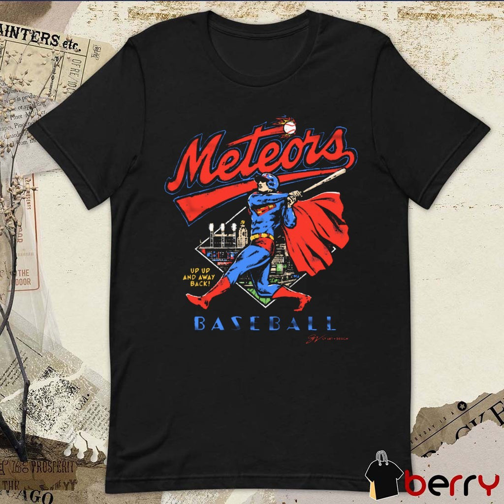 Cleveland Guardians Meteors Baseball Up Up And Away Back Superman Graphic t-shirt