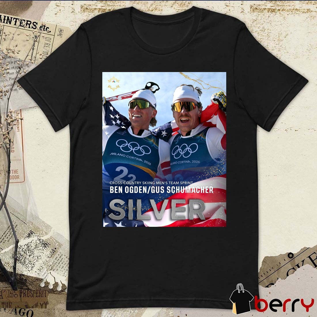 Cross-country Skiing Men’s Team Sprint Ben Ogden And Gus Schumacher Silver Medal Winter Olympics t-shirt
