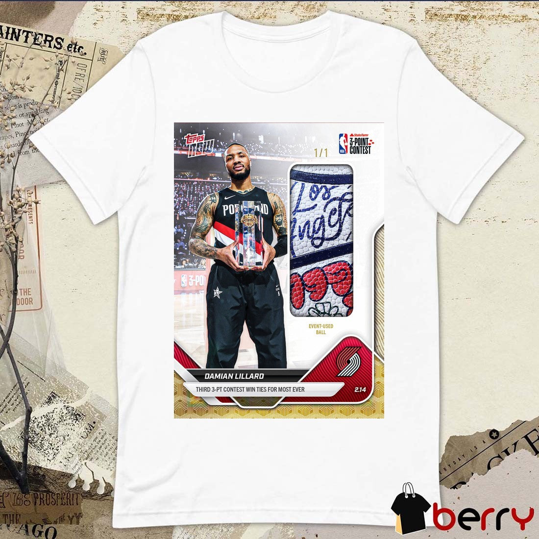 Damian Lillard’s Third 3-PT Contes Win Ties For Most Ever Topps Now t-shirt