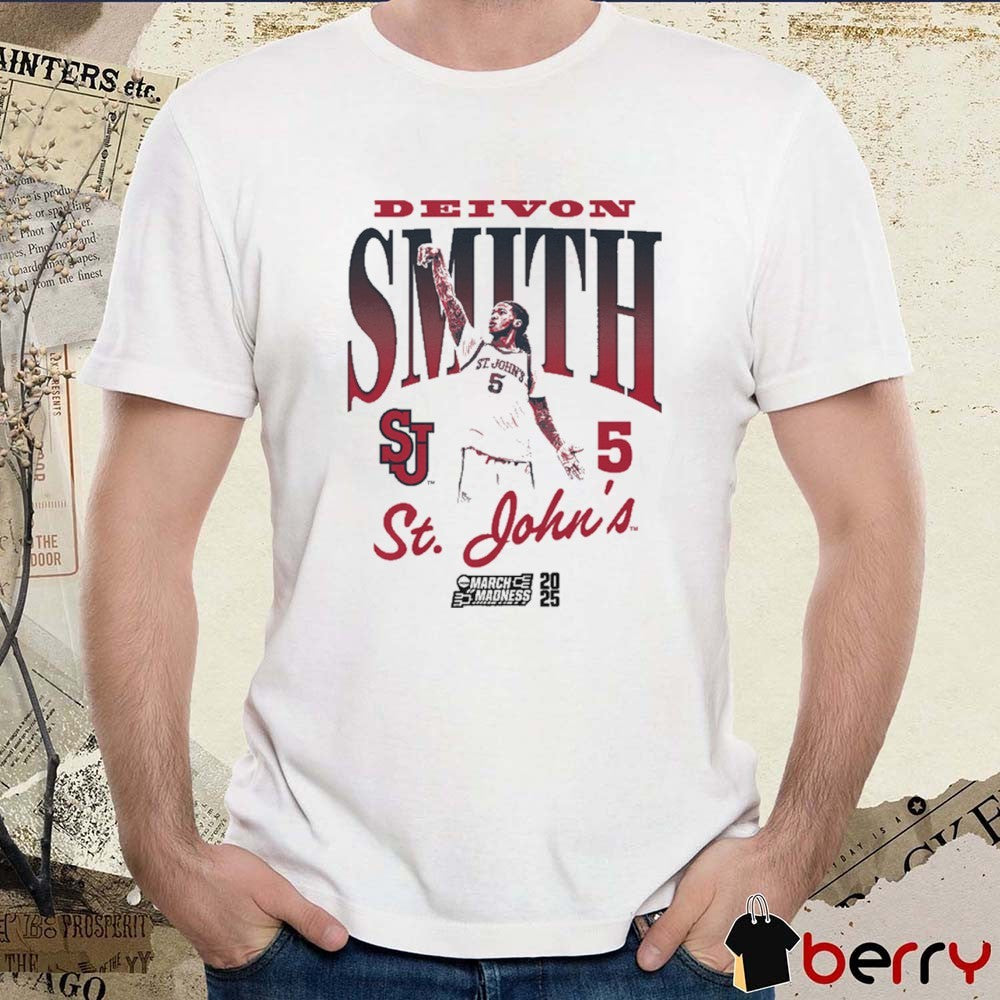 Deivon Smith Illustrated St. John’s Red Storm Basketball NCAA March Madness 2025 t-shirt