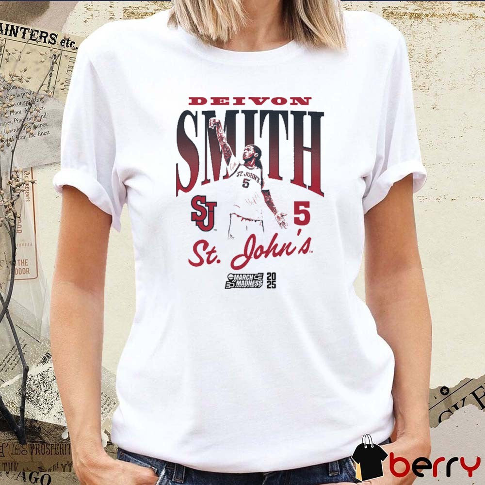 Deivon Smith Illustrated St. John’s Red Storm Basketball NCAA March Madness 2025 t-shirt