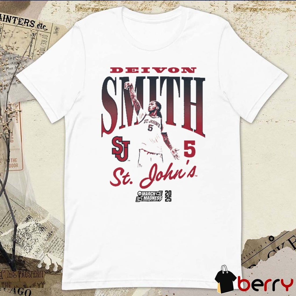 Deivon Smith Illustrated St. John’s Red Storm Basketball NCAA March Madness 2025 t-shirt