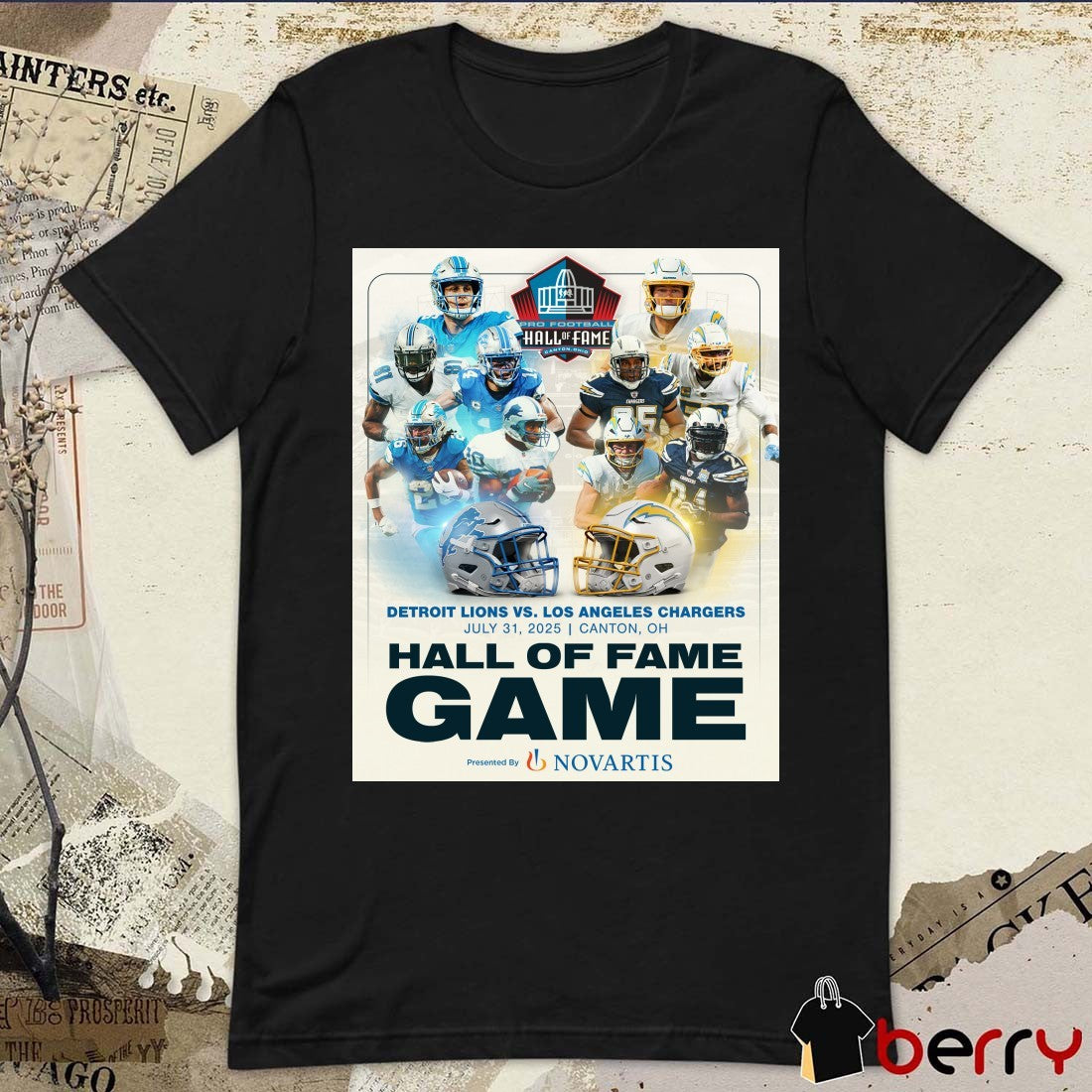 Detroit Lions and Los Angeles Chargers July 31 2025 in the 2025 Pro Football Hall of Fame Game Poster t-shirt