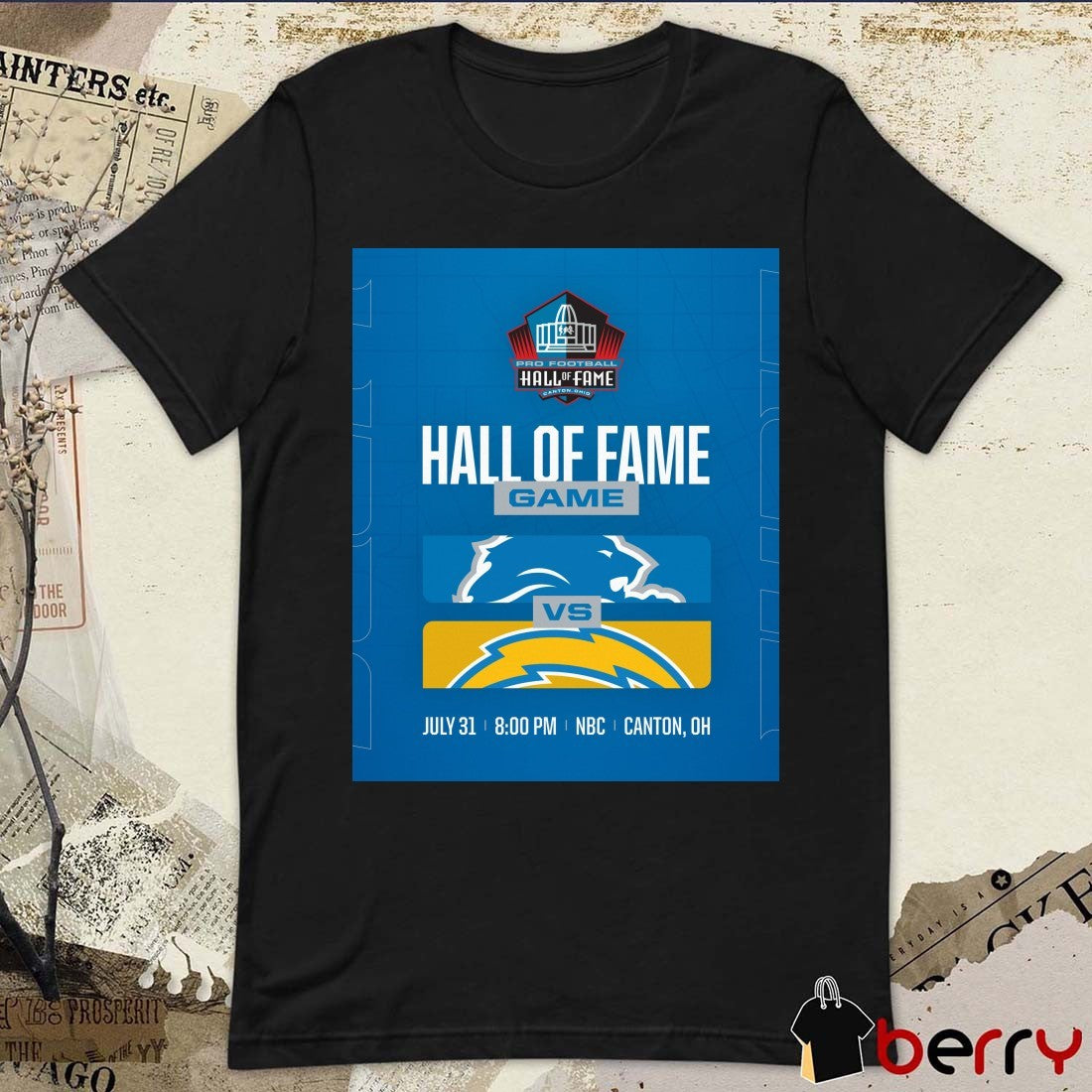 Detroit Lions to face Los Angeles Chargers In Pro Football Hall Of Fame Game July 31 2025 Poster t-shirt