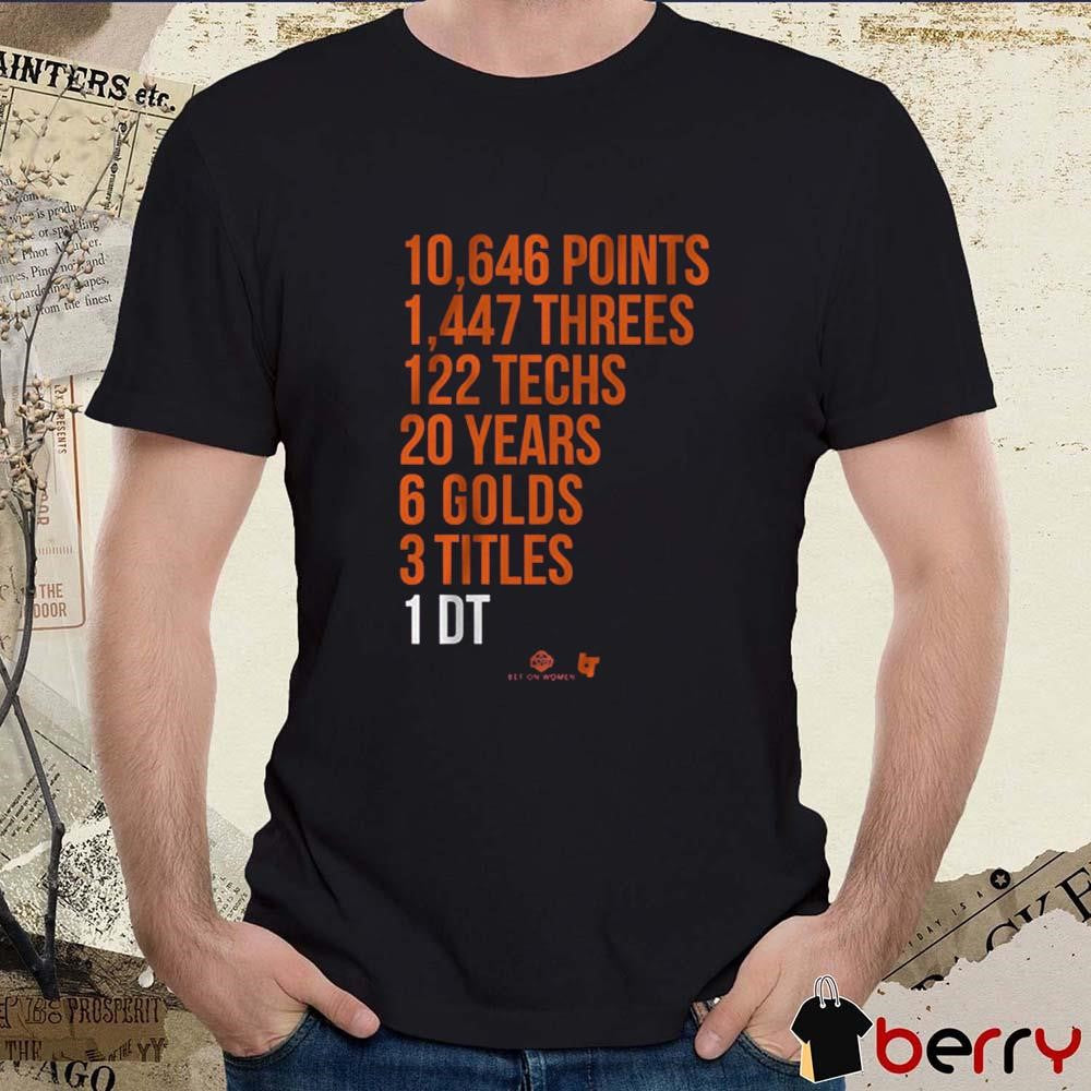 Diana Taurasi GOAT Stats 10,646 Points 1,447 Threes 122 Techs 20 Years 6 Golds 3 Titles 1 DT New t-shirt