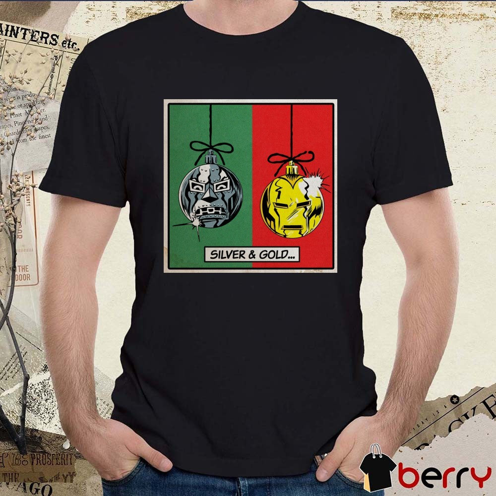 Doctor Doom and Iron Man Silver and Gold Christmas 2025 t-shirt