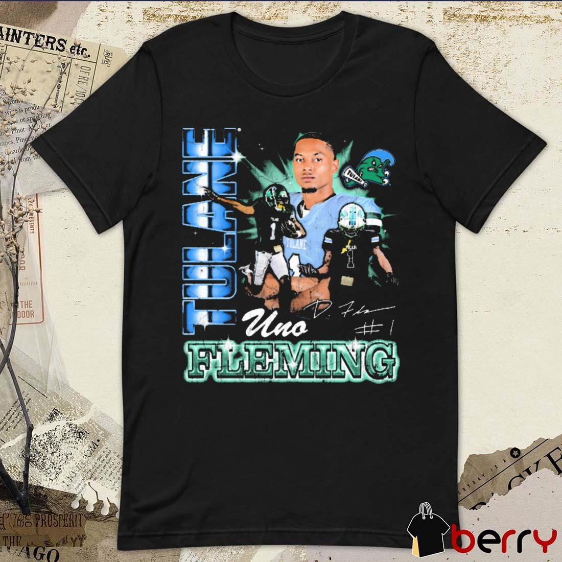 Dontae Fleming #1 Tulane Green Wave 90’S Signature Graphic t-shirt