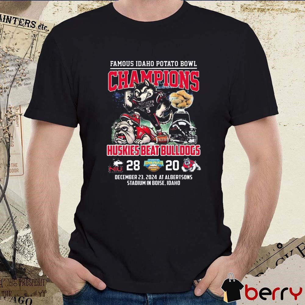 Famous Idaho Potato Bowl Champions Huskies Beat Bulldogs 28 – 20 Score Dec 23 2024 At Albertsons Stadium Mascot t-shirt