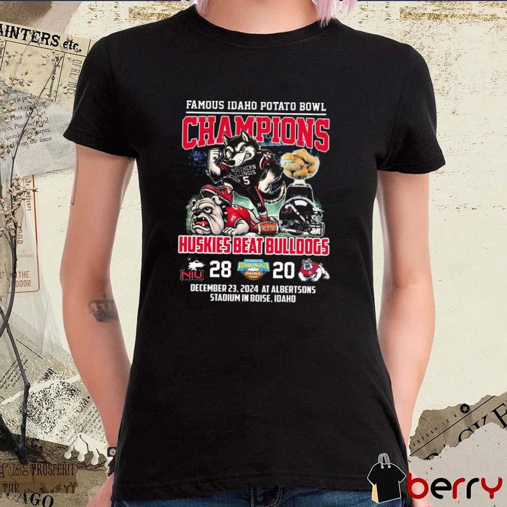 Famous Idaho Potato Bowl Champions Huskies Beat Bulldogs 28 – 20 Score Dec 23 2024 At Albertsons Stadium Mascot t-shirt