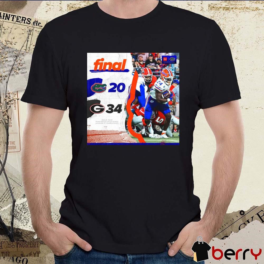 Final Florida Gators Vs Georgia Bulldogs 20-34 Game 8 11.2.24 Jacksonville FL Poster t-shirt