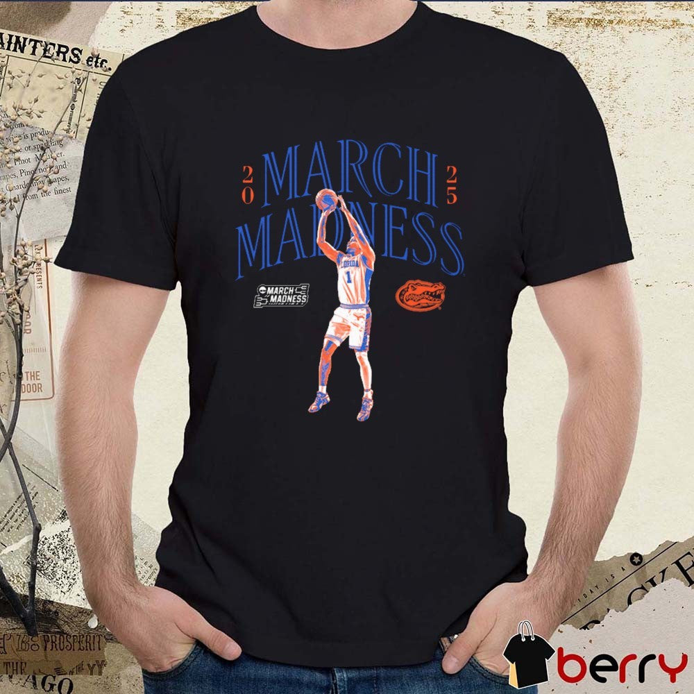 Florida Gators Basketball Walter Clayton Jr. Illustrated 2025 NCAA March Madness Graphic t-shirt