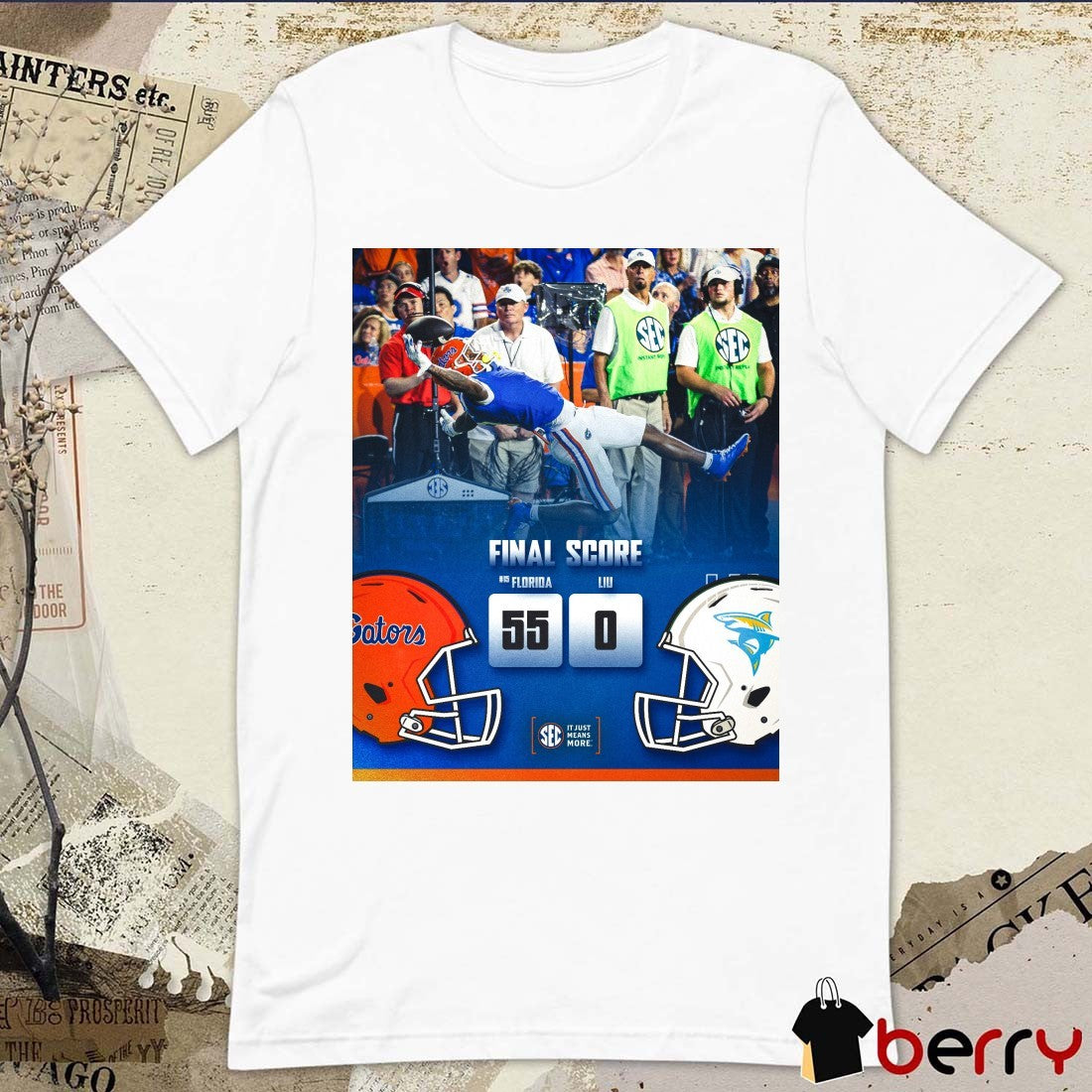 Florida Gators Vs LIU Sharks Final Score 55 – 0 SEC It Just Means More Poster t-shirt