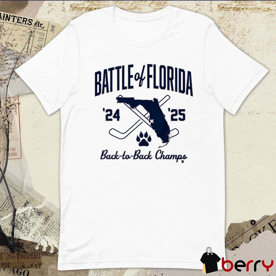 Florida Panthers Hockey Battle of Florida Back-to-Back Champs 2025 t-shirt