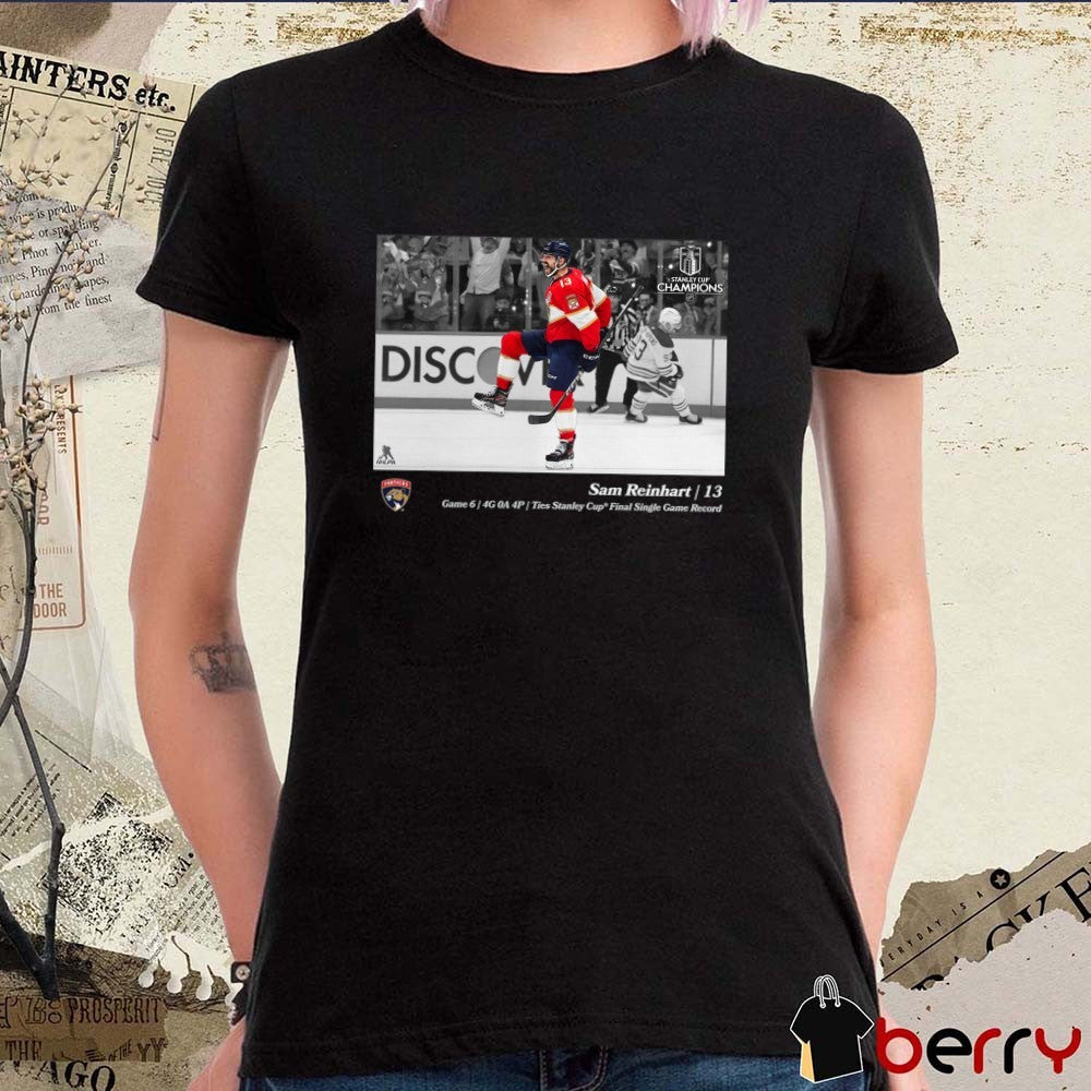 Florida Panthers Hockey Sam Reinhart Game 6 2025 Ties Stanley Cup Champions Final Single Game Record Moment t-shirt