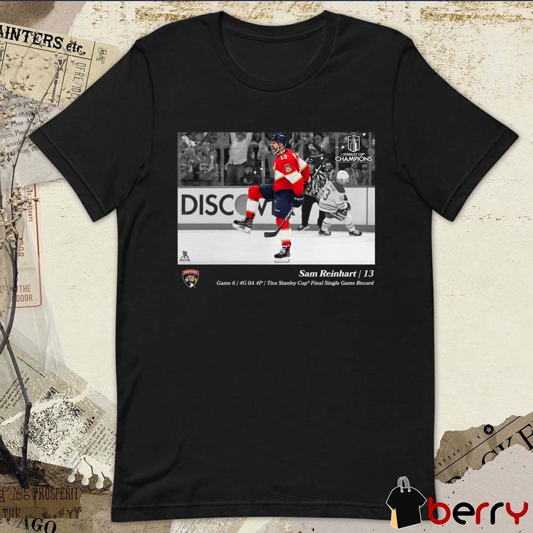 Florida Panthers Hockey Sam Reinhart Game 6 2025 Ties Stanley Cup Champions Final Single Game Record Moment t-shirt