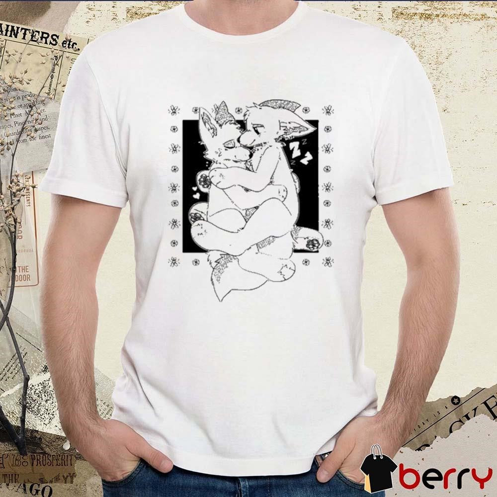 Furry Cuddling Wolves Painting t-shirt