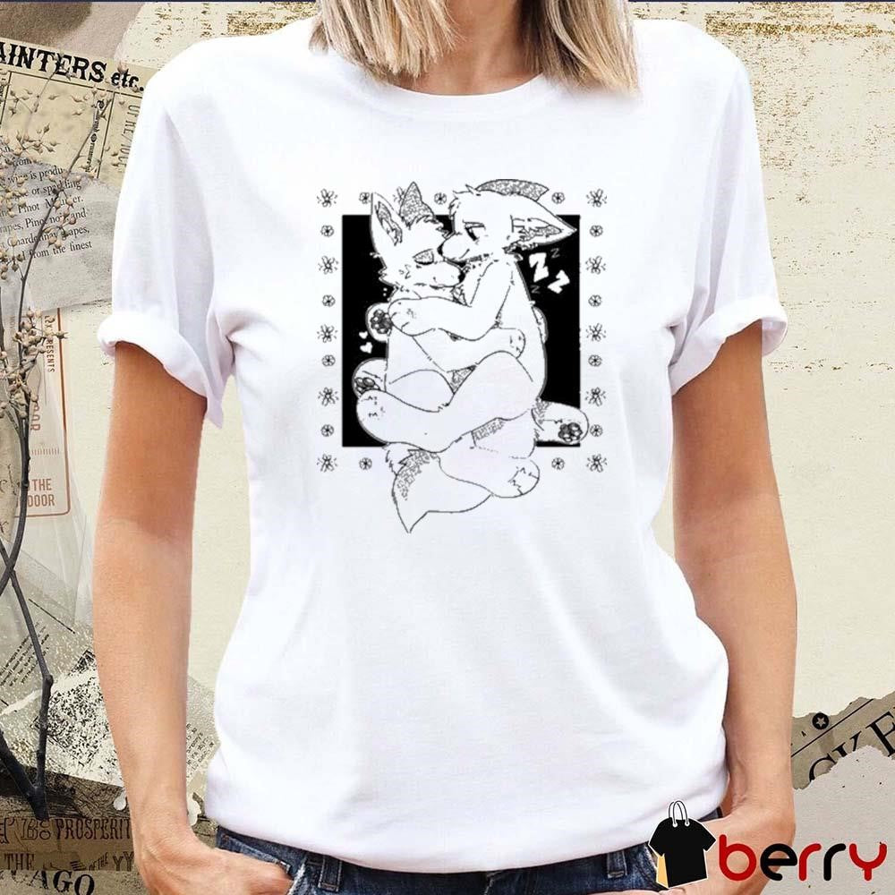 Furry Cuddling Wolves Painting t-shirt