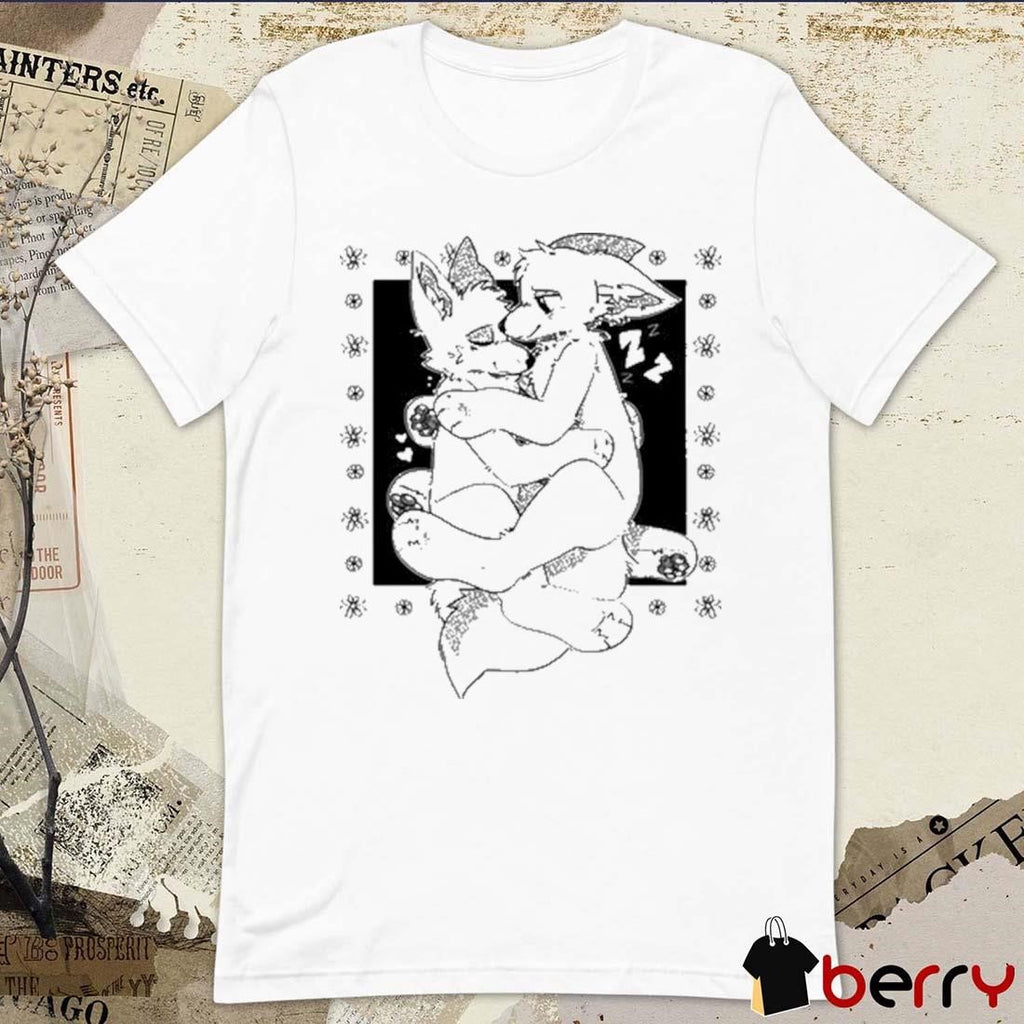 Furry Cuddling Wolves Painting t-shirt