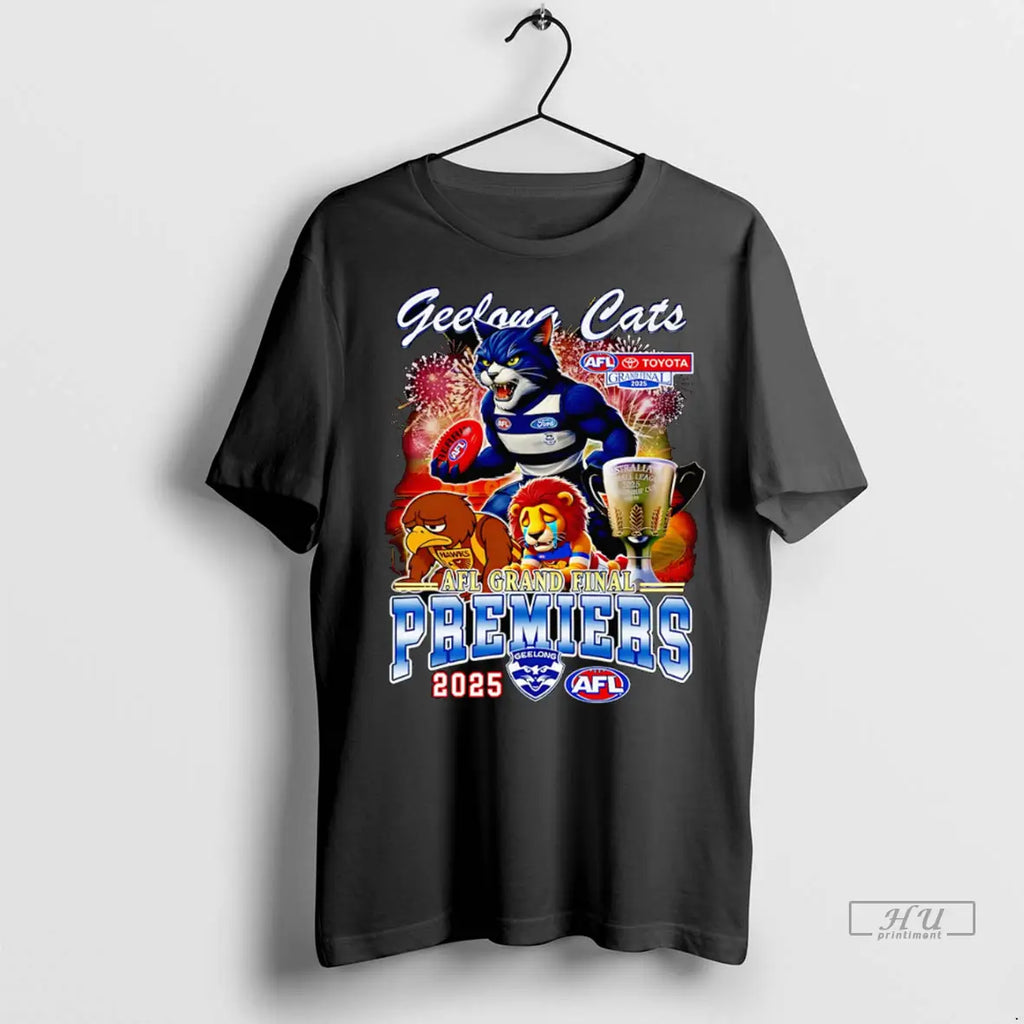Official Geelong Cats Afl Grand Final Premiers 2025 Mascot T Shirt